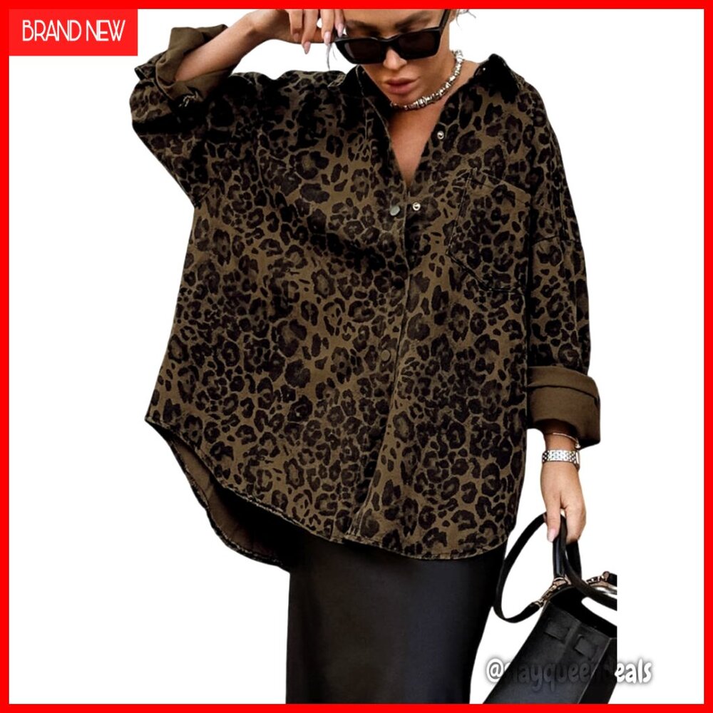 Oversized Button Down Shacket, Cotton, Loose Fit,… - image 1